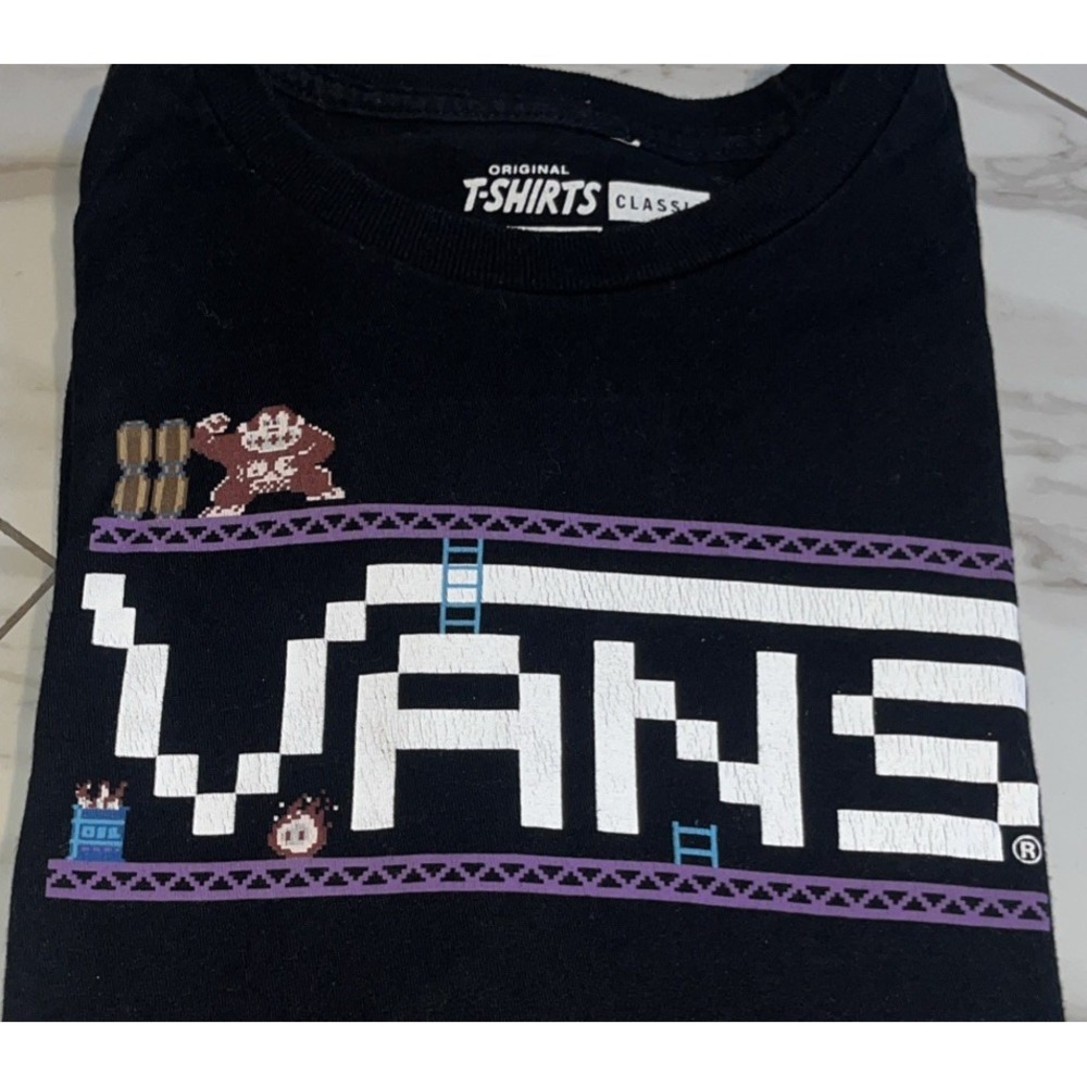 Vans x Nintendo Donkey Kong 8 Bit Arcade T-Shirt Men's L Black 90s Gamer Graphic